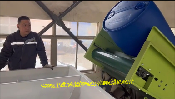 Máy nghiền thùng nhựa chất thải hiệu quả cao, 200L HDPE IBC Drum Dual Shaft Shredder với CE,Gallon Plastic Drum Crusher 1000kg Per Hour,Chemical Plastic Drum Pre Shredder